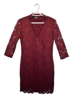 Streetwear Society Burgundy Lace V-Neck Dress